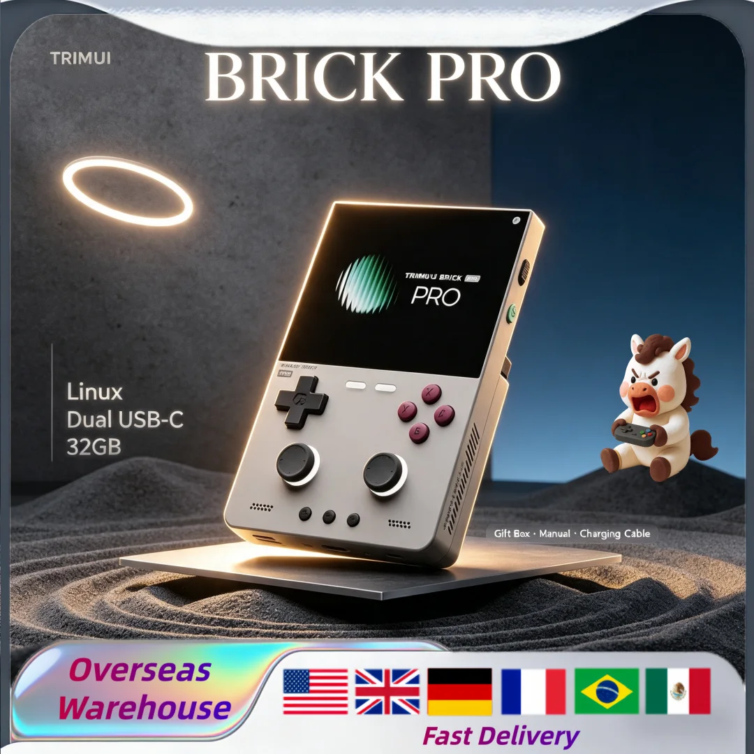 TRIMUI BRICK PRO T4040 Game Console 3.95 inch IPS Linux 32GB 5000mAh Open Source Retro Gaming Gift