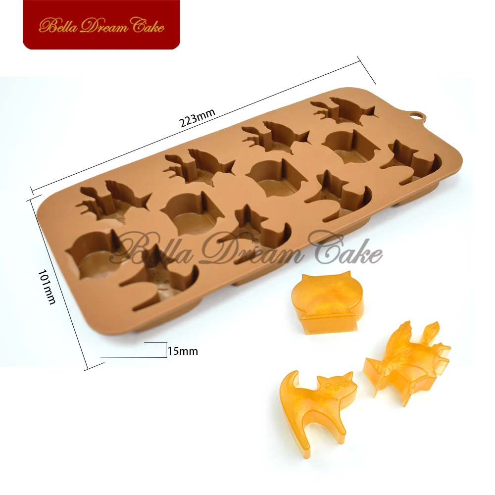 3D Hallowen Witch&Cat Design Chocolate Silicone Mold Jelly Fondant Mousse Mould DIY Ice Cube Model Cake Decorating Tool Bakeware