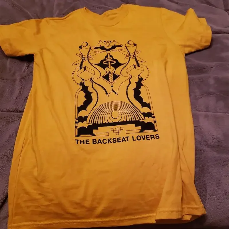 Camiseta amarilla de algodón con la banda Backseat Lovers, talla S a 5XL, modelo Jh421.