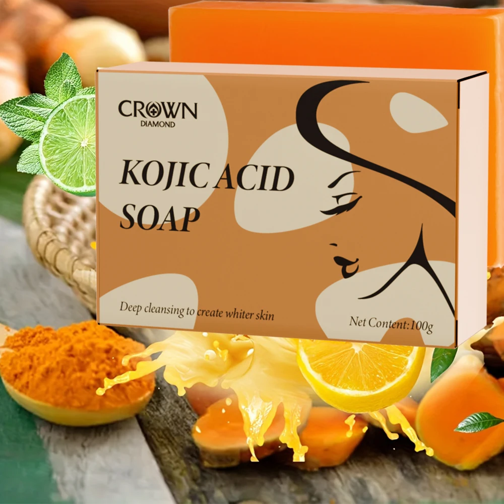 2Pieces Kojic Acid Face Body Bath Soap Safe Natural Soap for Men Women Glowing Hydrated Blackheads Removal Makeup Soap