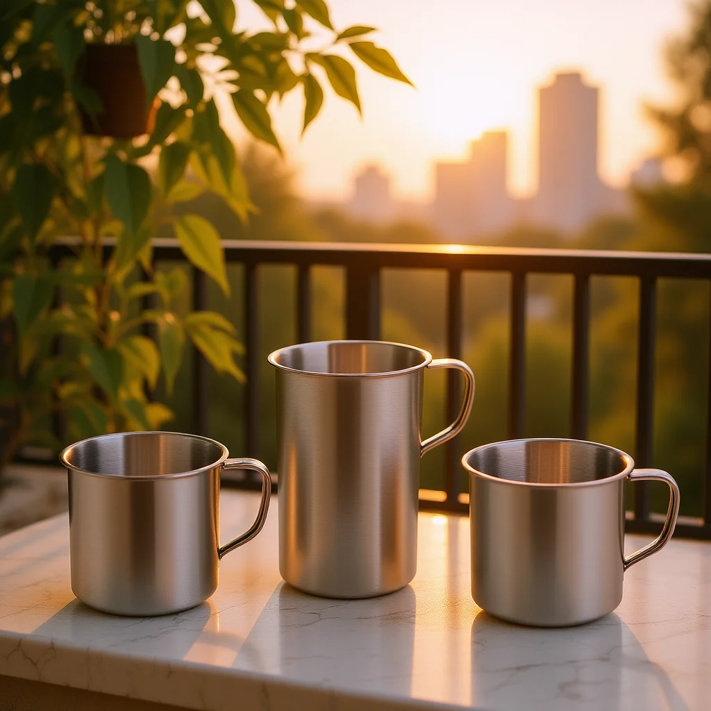 

5pcs Stainless Steel Cup Unbreakable Lightweight Smooth Edge For Camping Travel Home Use Drinking Mug Container