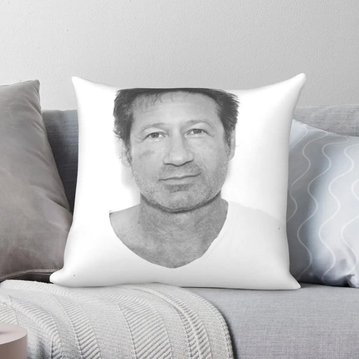 

David Duchovny Square Pillowcase Polyester Linen Velvet Creative Zip Decor Pillow Case Sofa Seater Cushion Cover