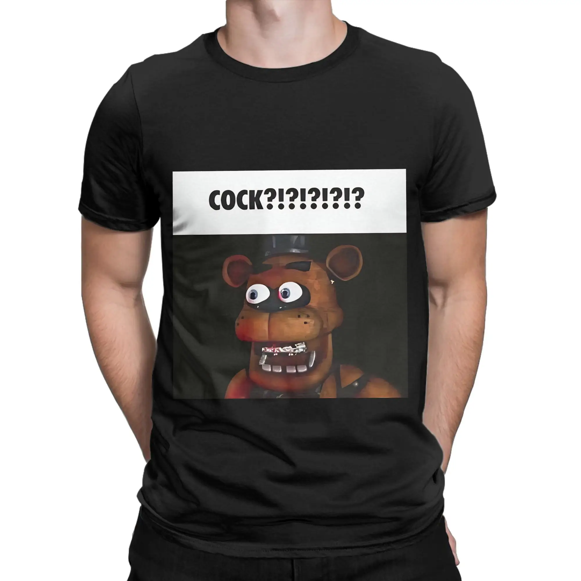 Freddy Fazbear Five Nights At Freddys Funny Graphic 100% Cotton T-Shirt FNAF Tees Tops For Men