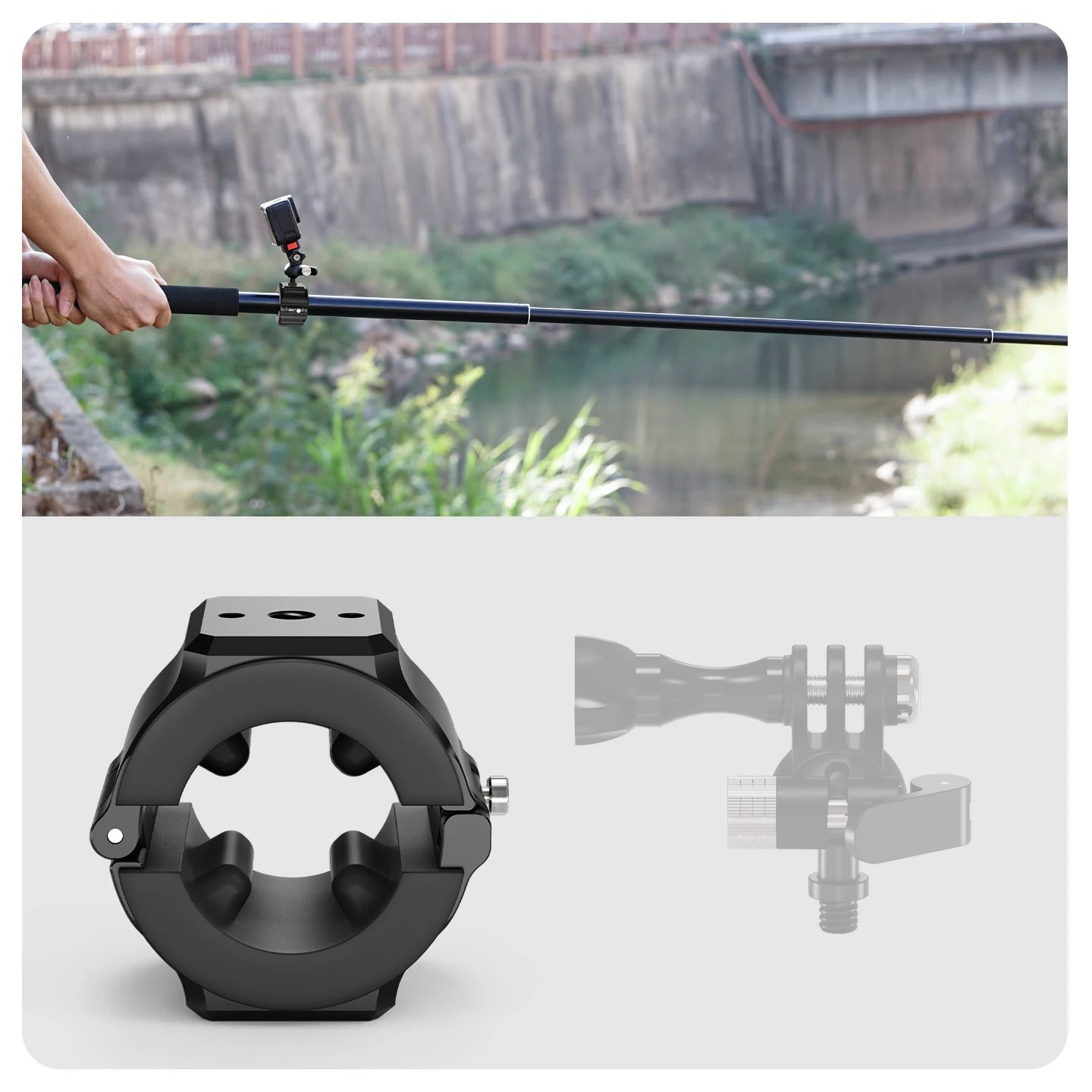 Doppelte 1/4-Zoll-ARRI-Positionierungslöcher, Schnellverschlusshalterung für 19–30 mm Selfie-Stick für DJI Osmo Insta360 GoPro Action-Kamera Vlog – Detail 5