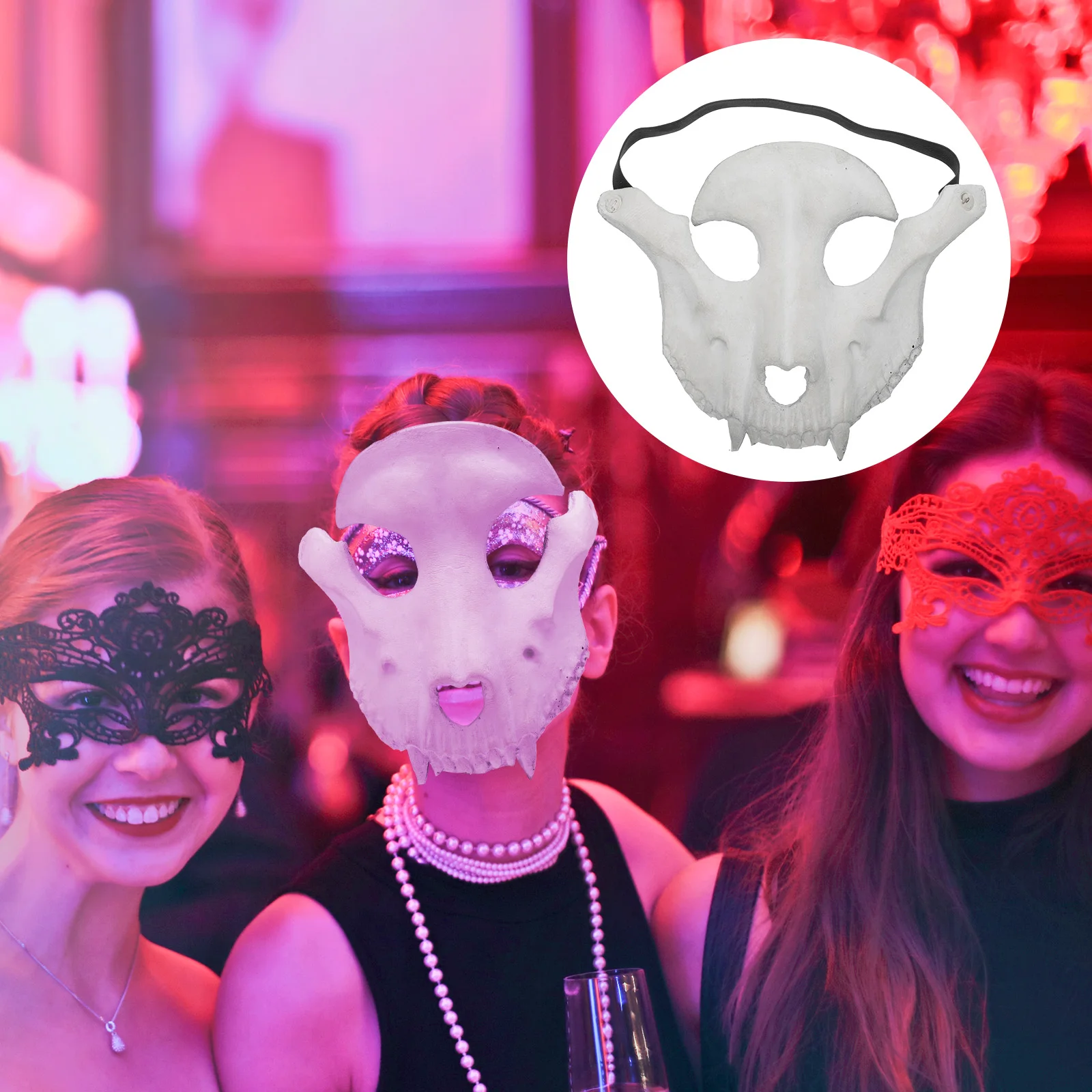 

Sheep Bone Mask Halloween Costume Scary Skull Goat Face Masquerade Dance Festival Cosplay Horror Mask PU Material Unisex Light
