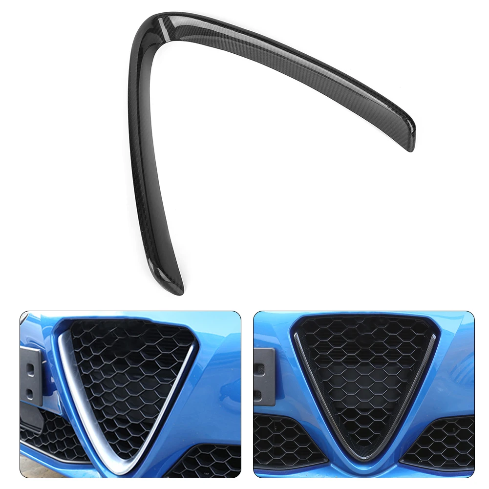 Carbon Fiber Material V Shaped Front Grill Decoration Frame Fits For Alfa Romeo Giulia 2017-2019