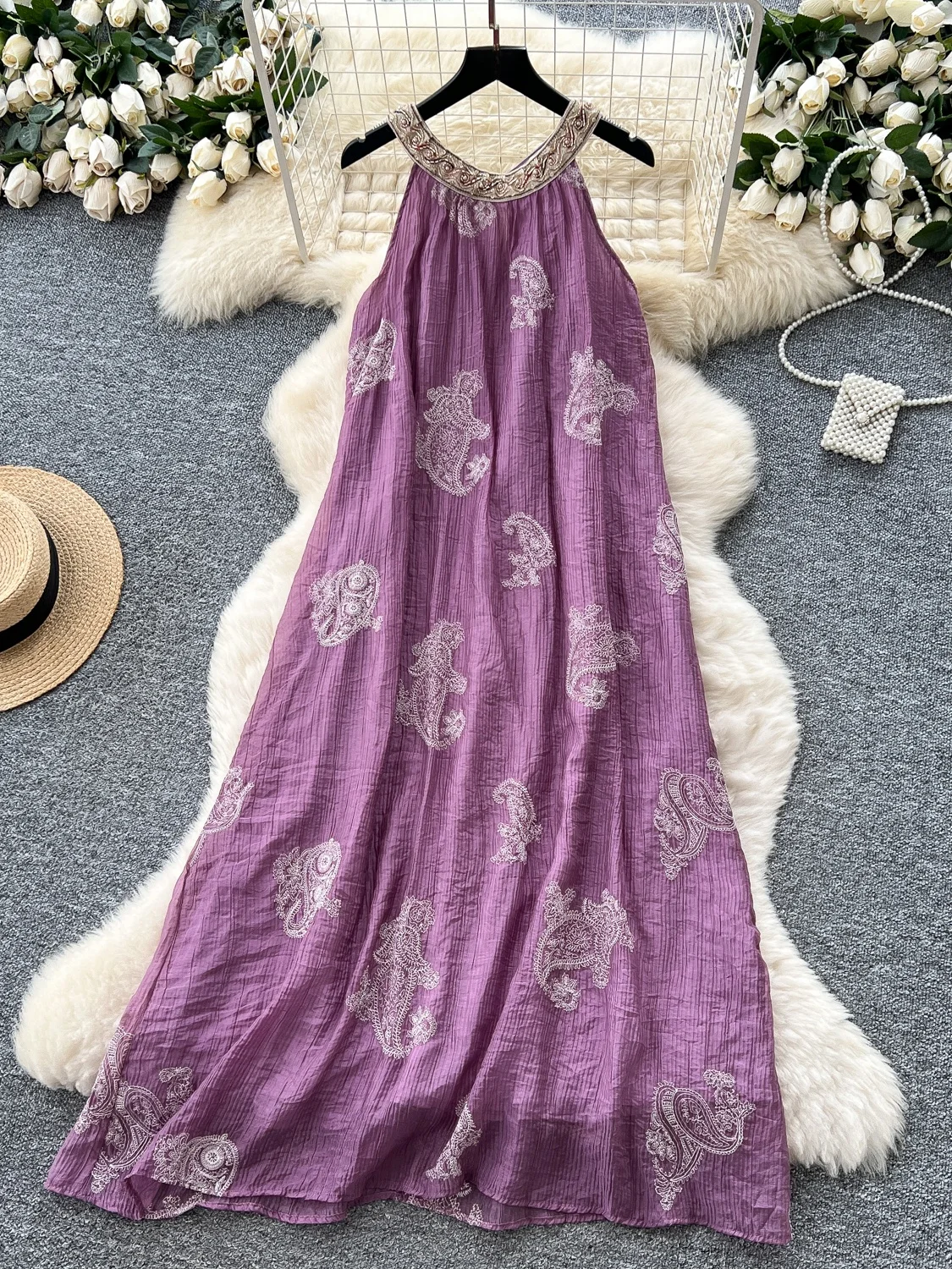 Ciężko zdobiona, wyszczuplająca spódnica damska w kształcie litery A, luźna, wyszczuplająca, letnia, wakacyjna, z wysokim stanem, koreańska, elegancka, do pracy.