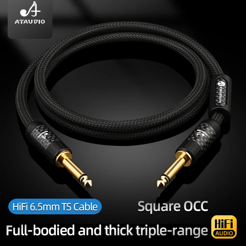 

High Premium 6.5mm to 6.5mm Guitar Audio Cable Square OCC 6.35mm Audio Jack TS Cable for Electric Guitar Bass