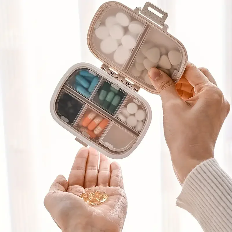 

8 grid sealed medicine box, plastic moisture-proof medicine box, split portable travel medicine storage box