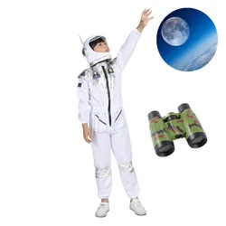 New Year Boys Astronaut Cosplay Costume Kids White Space Suit Jumpsuit Adventure Dressup Costume Halloween Performance Suit