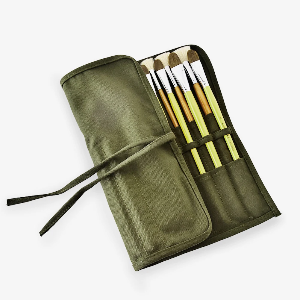 

Oil Paint Brush Storage Bag Large Capacity Canvas Pen Case Portable Watercolor Supplies Roll Up Tool Bag Painting Pencil Artist