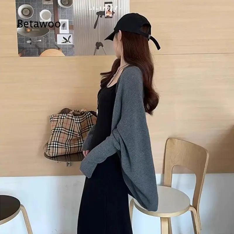 French Sweet Spicy Style Knit Cardigan For Women Loose Figure Flattering Lazy Sweater Coat Elegant Mature Look For Autumn Daily