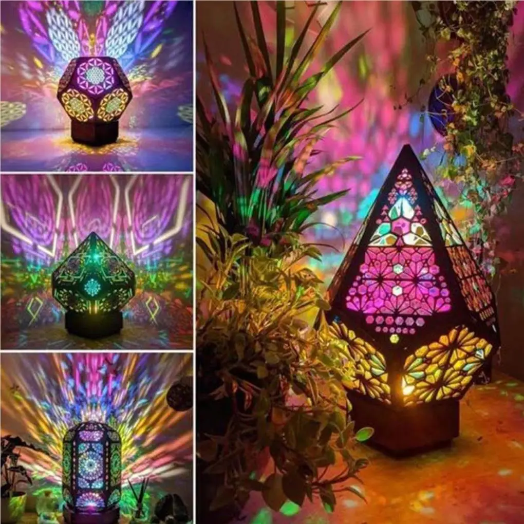 Wood Bohemian Night Light Portable Replacement Cute Stylish 4.5V Home Candlelight Dinner Projector Lamp Decoration