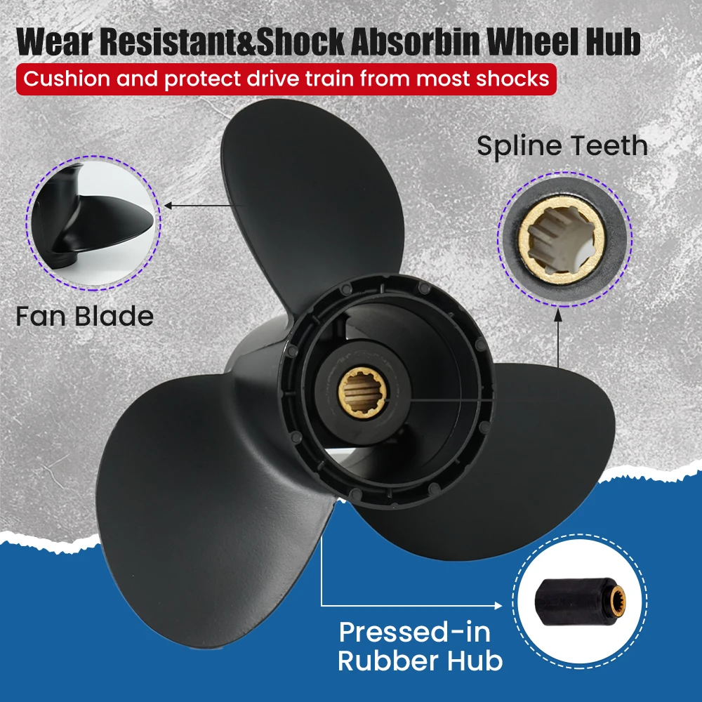 Boat Propeller 10 1/4x12 for Suzuki 20HP 25HP 30HP Outboard Engine Aluminum Alloy Screw 3 Blade 10 Spline Tooth 58100-96480-019
