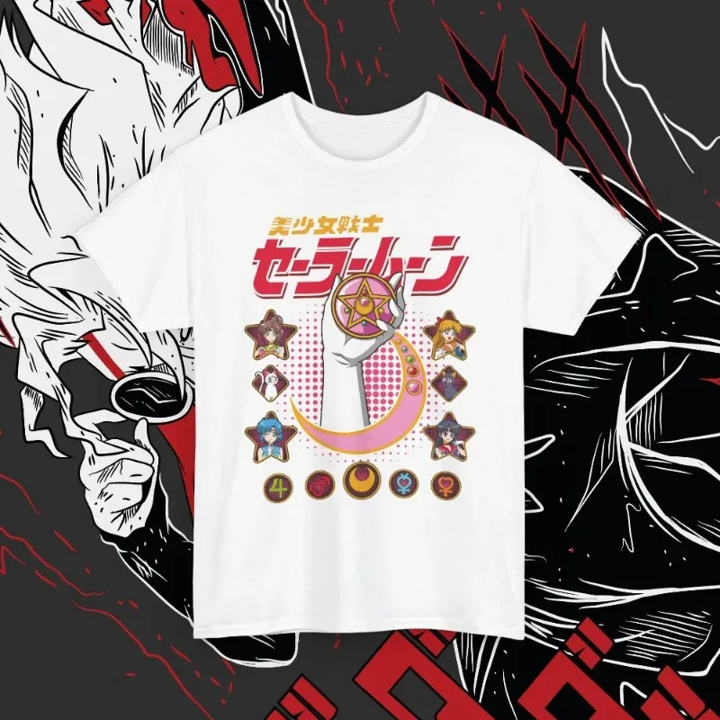 Camiseta de juego de rol de anime retro Moonstone, mercancía de anime Sailor Moon, camiseta de arte de fan pirata, camiseta parodia, camiseta retro