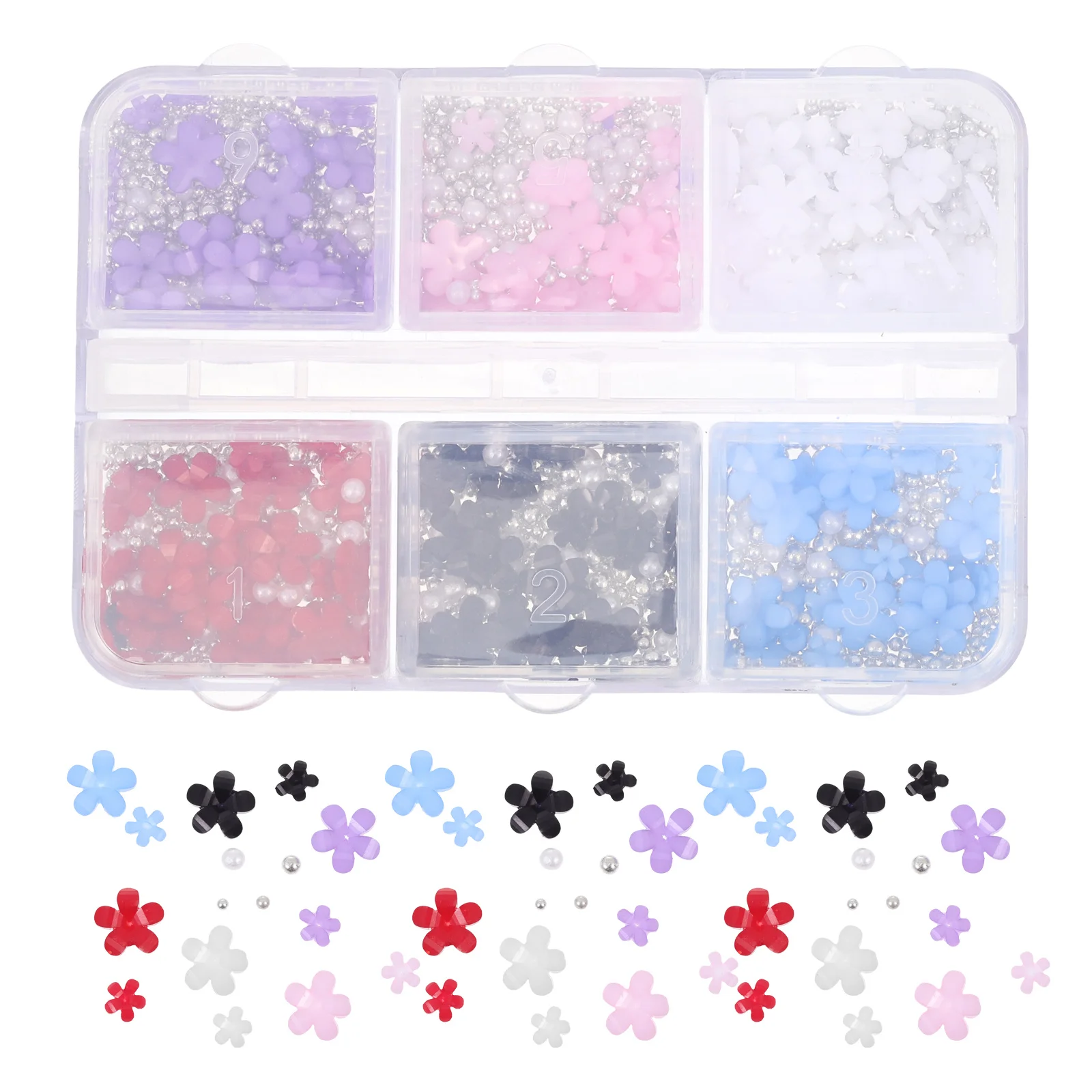 1 صندوق مسمار الفن سحر زهرة تصميم أنيق مسمار الديكورات للنساء الفتيات مباراة ماكياج وتتسابق للحفلات وحفلات الزفاف الرقص #2