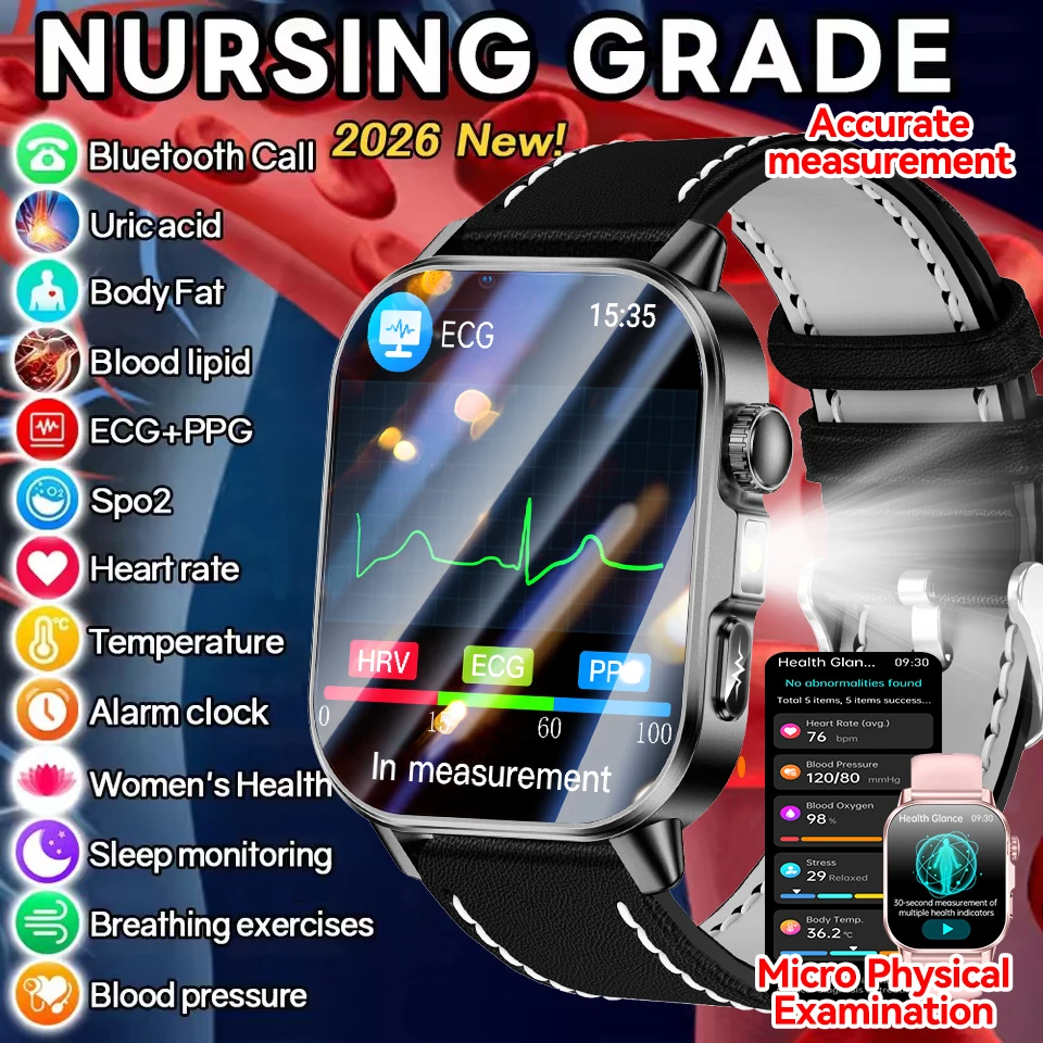 

Новые умные часы для здоровья мужчин и женщин с анализом ЭКГ, ИМТ, уровня мочевой кислоты, липидов крови, мониторингом артериального давления, функцией звонков по Bluetooth и AMOLED-экраном.