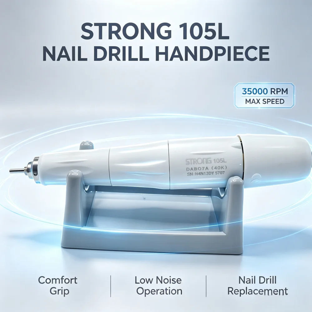 Strong 210 105L White Handpiece 40000RPM Micromotor Nail Drill Handle 2.35mm Chuck Manicure Pedicure Polishing Nail Equipment