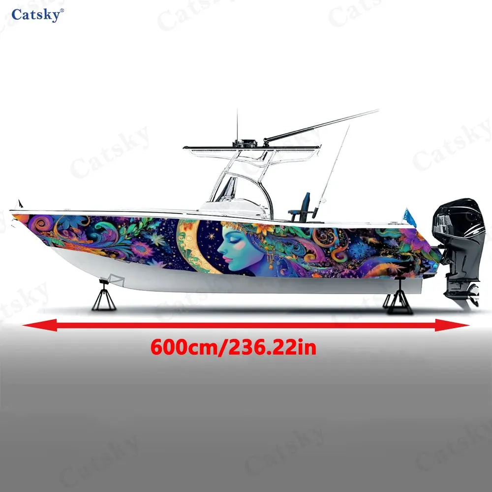 Dreamy Moon Star Goddess Gorgeous Patterns Cool Boat Sticker Vinyl Ship Pontoon Deck Boat Fishing Decorative Pontoon Boats Decal
