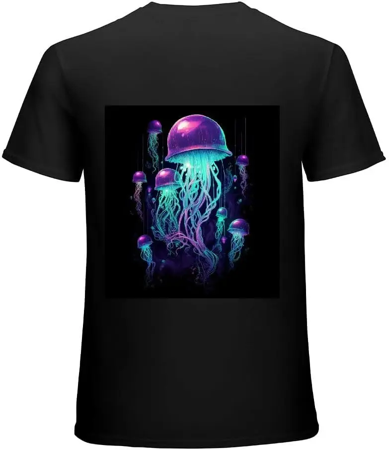 Men's Jellyfish T-Shirt Black  Cotton Luxury brand vintage oversized