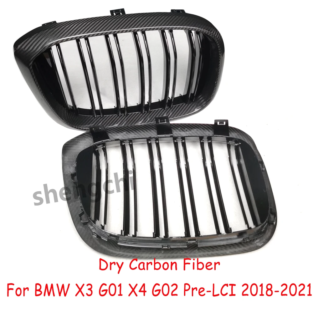 G01 G02 Pre-Lci Dry Carbon Fiber Front Bumper Grille For BMW X3 X4 G01 G02 X3M F97 X4M F98 Replacement Racing Grills 2018-2021