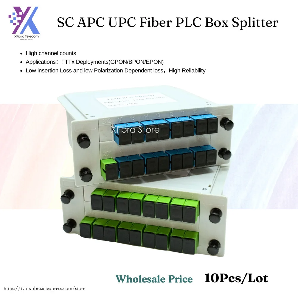 5pcs/lot SC APC UPC 1x16 Fiber FTTH PLC Box Planar Waveguide Type Optical Splitter Wholesale Price OMTiG