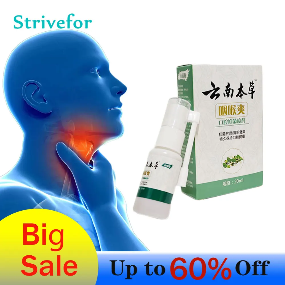 1pc 20ml Natural Herbal Throat Spray Effectively Relieve Sore Throat Anti Inflammation Cool Fresh Spray Mouth Clean Spray E0006