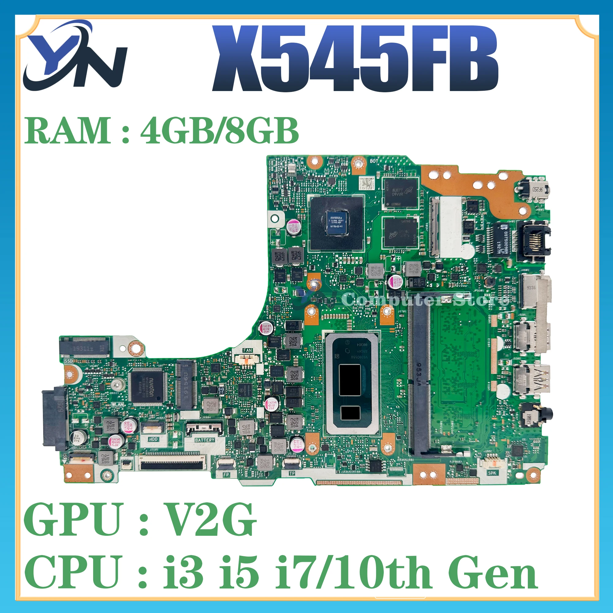 

X545FB Mainboard For ASUS Vivobook 15 X545F X545FJ X545FA Laptop Motherboard i3 i5 i7 10th Gen V2G/UMA RAM-8GB/4GB 100% Test OK