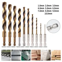 8/10Pcs Hexagonal Handle Three Point Woodworking Drill Metal Drill Kit Countersink For Wood And Metal Drilling 1-10mm