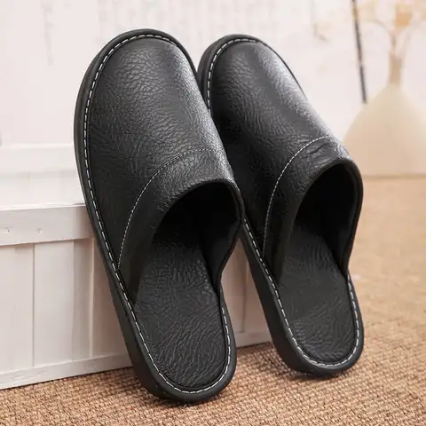 En stock, envío rápido, Zapatillas de casa para hombre de talla grande 14 15 16, zapatillas de interior para habitación, zapatos de cuero para el hogar para hombre, pantuflas para parejas para hombre