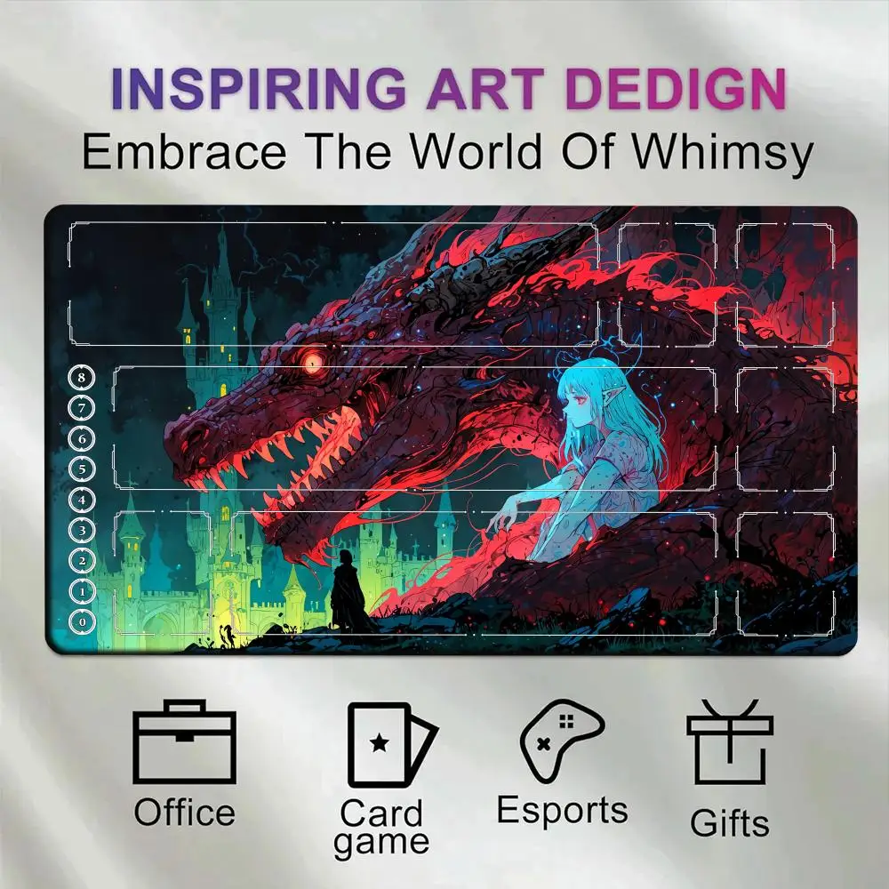Anime Red Dragon Design Mouse Pad Card Playmat StitchedMagic Zones Game Mats Tabletop rug TCG Card Battles view 4