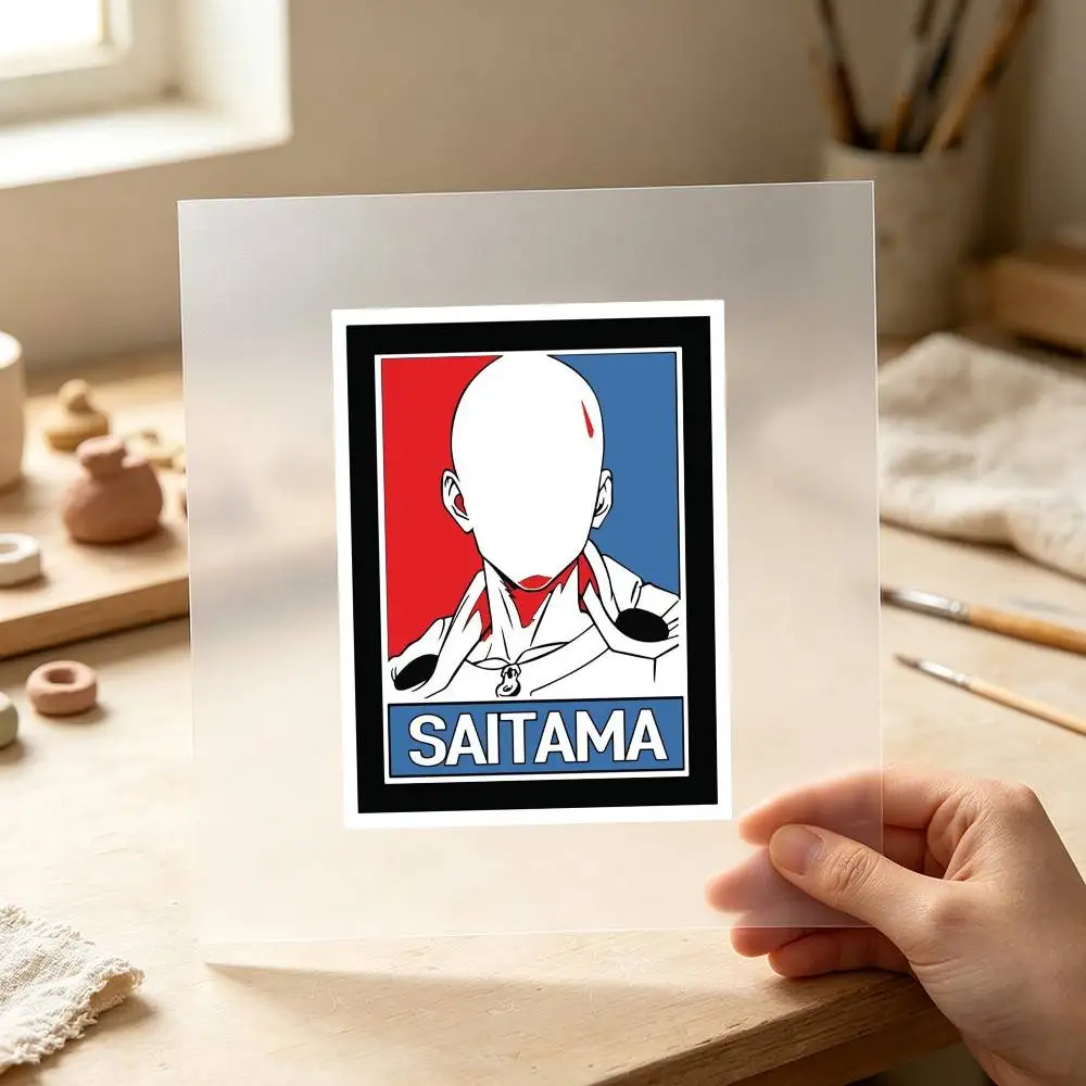 Anime Saitama Minimalist Waterproof Stickers For Decorating Car Windows Motorcycles And Computers.
