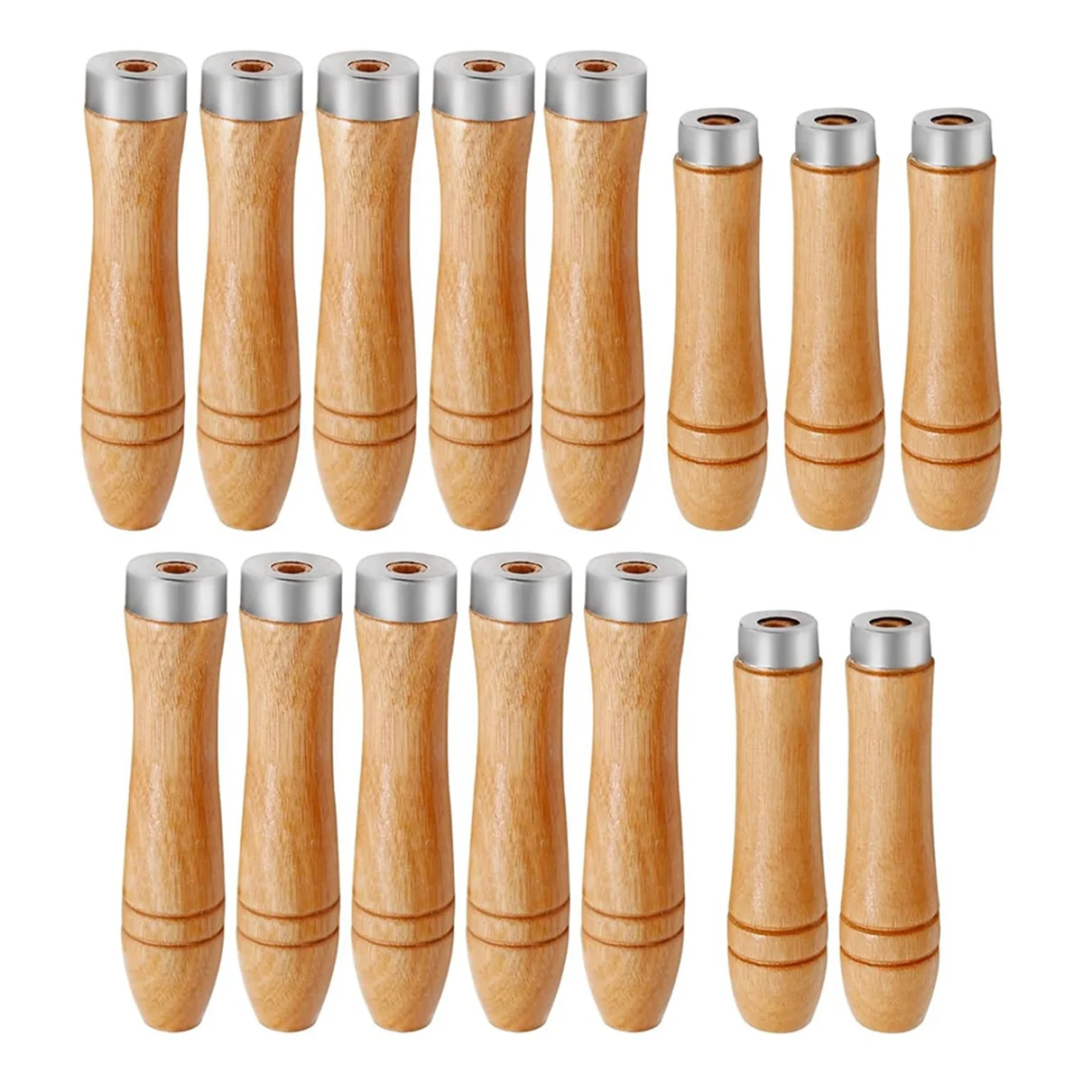 Wood File 15pcs Wooden File Special Handle Burr Free Steel File Round Hole Small Wooden Handle (4mm+5mm+6mm)