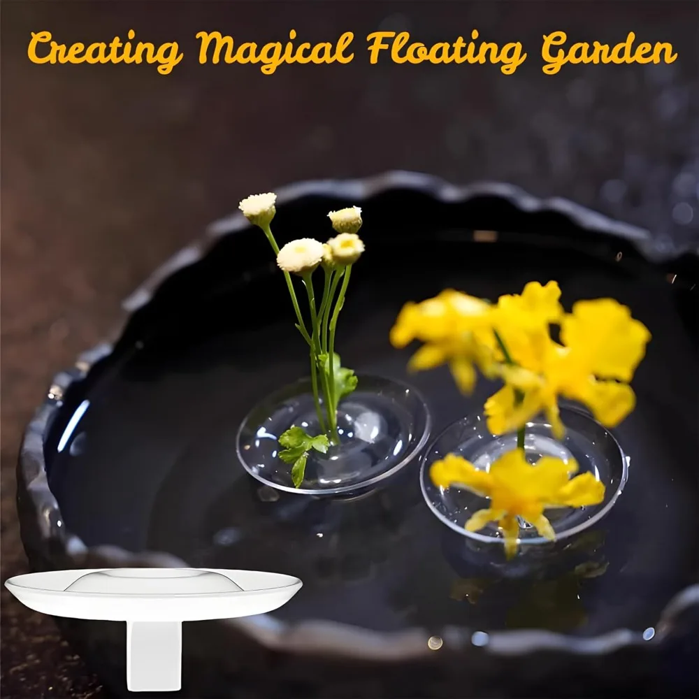 10Pcs Round Clear Floating Flower Vase Keeps Flowers Fresh Artistic Water Floating Flower Arranger Plastic Transparent