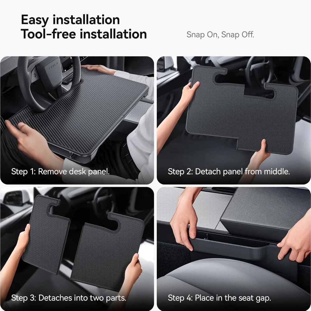 For Tesla Model Y 3 YL Multifunctional Steering Wheel Tray Table Car Desk Laptop Stand Seat Gap Organizer for Dining Work - view 6