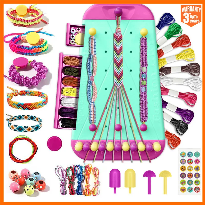 DIY Friendship Bracelet Kit for Girls Creative Arts Crafts Strings Jewelry Making Set Birthday Gift Pretend Play Toy for Kids