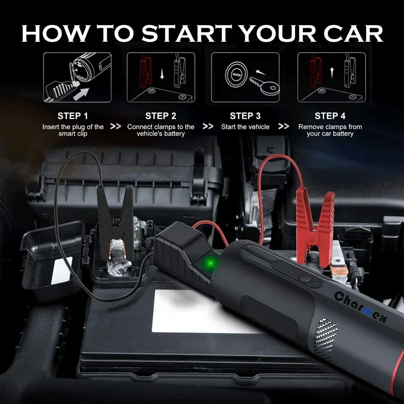 Charmex Upgrade Car Jump Starter  Power Bank Car Jump Starter Portable Car Vacuum Cleaner