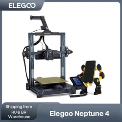 Impressora 3D ELEGOO NEPTUNE 4 FDM com alta velocidade de até 500 mm/s, nivelamento automático de cama de 121 pontos, tamanho de impressão de 225x225x265mm