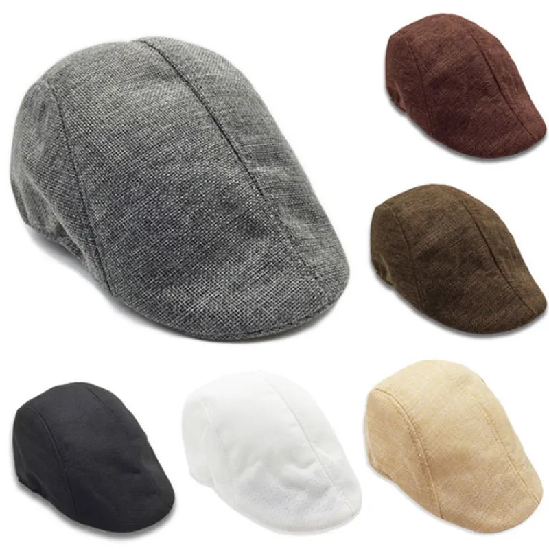 New Spring and Autumn Korean Version of The Tide Men's Cotton Forward Cap British Linen Beret Casual Tide People Duck Tongue Cap