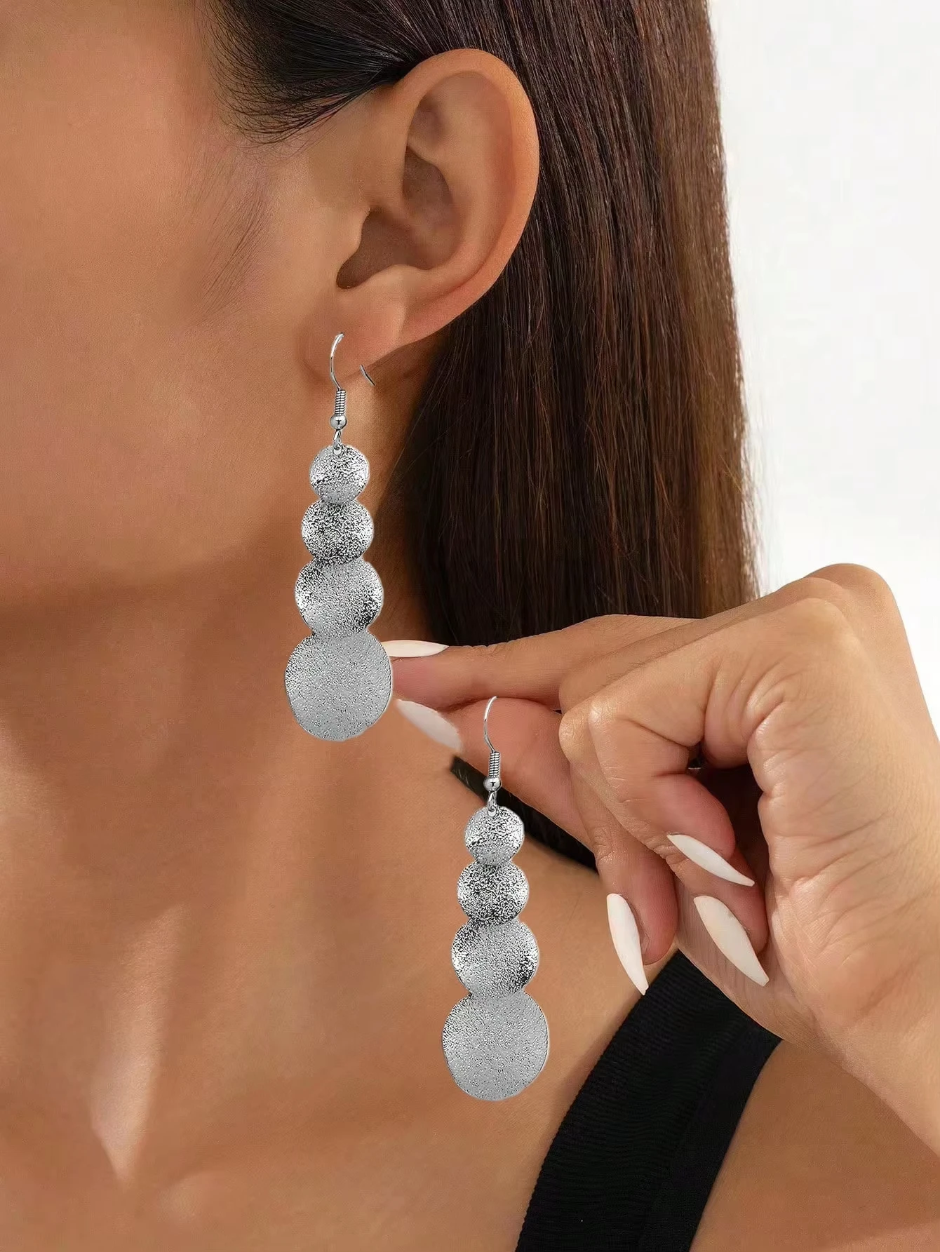 Long Stacked Round Tassel Drop Earrings, Sequin Earrings, Girls Party Earrings, Popular Jewelry