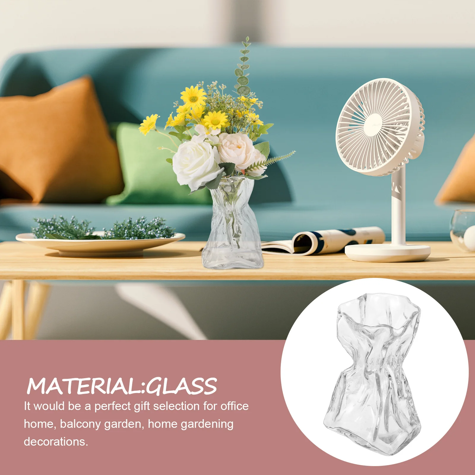 

Glass Vase Decorative Abstract Irregular Shape Clear Flower Holder Glass Floral Container Modern Garden Home Display