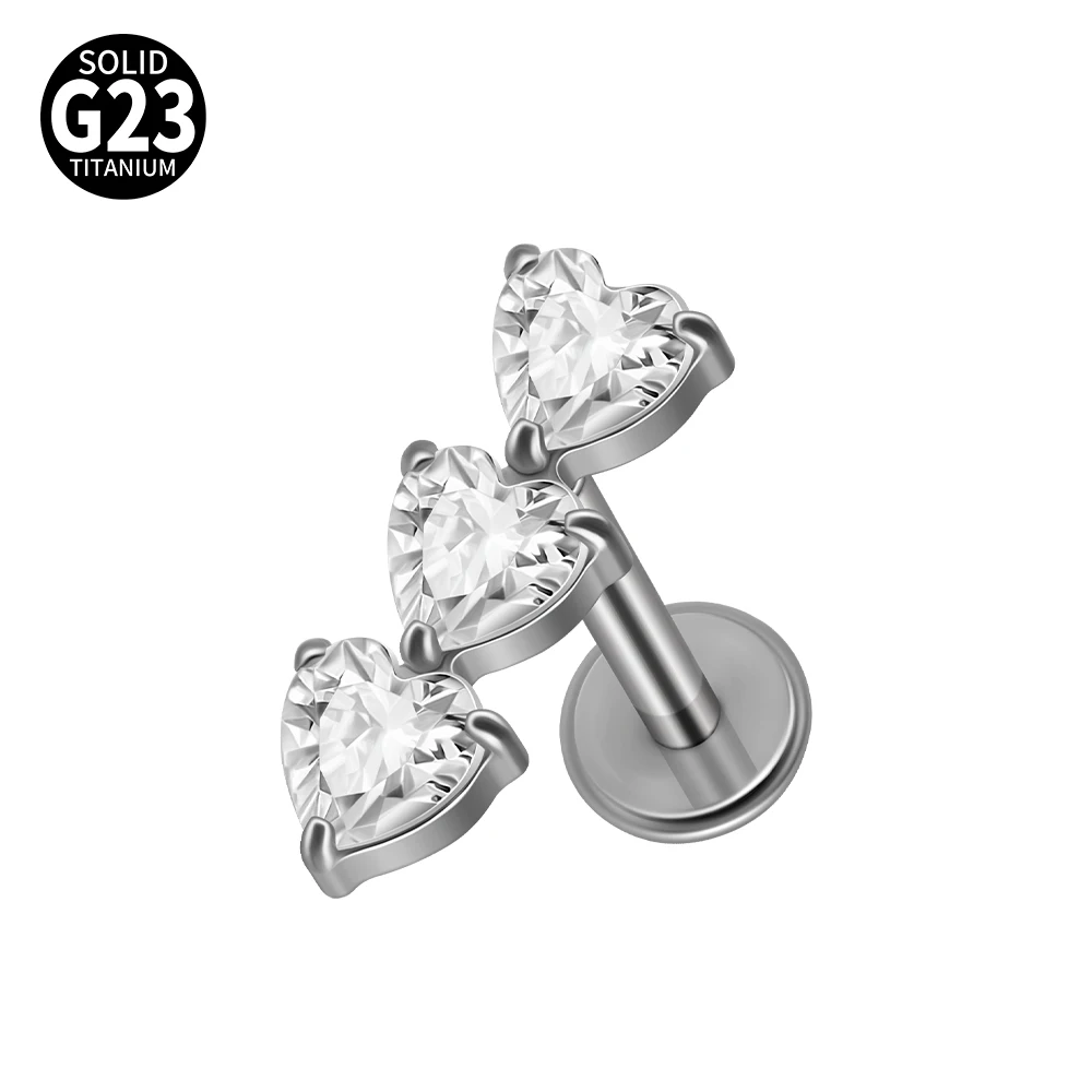G23 Titanium Star Zircon Lip Studs