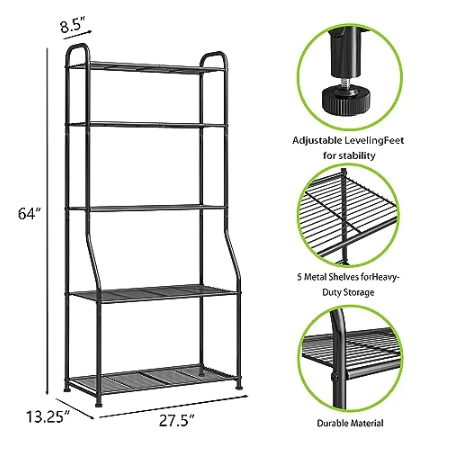 5Tier Waterproof Metal Plant Stand for Indoor Outdoor Use Tall Vertical Garden Shelf Ideal for Living Room Bathroom Balcony Gar