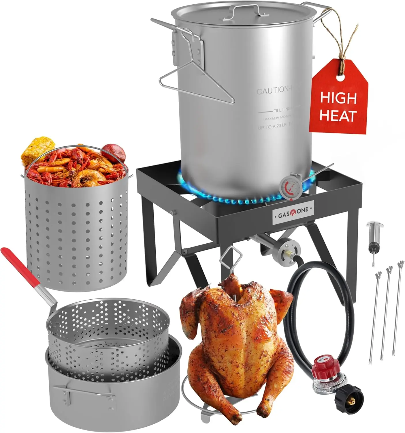 Large Turkey Fryer Propane Cooker Set with Pots