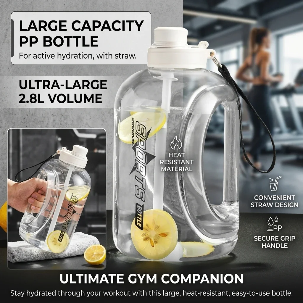 Sports Water Bottle Heat Resistant Large Capacity Jug Leakproof for Gym Hiking Outdoor Fitness Travel Essentials Durable