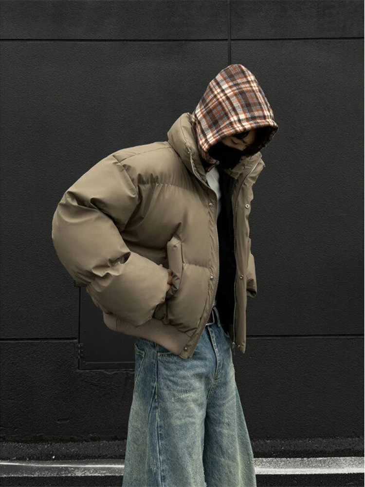 

Retro American ort Thiened Cotton Jaet Men's Winter Faion Brand High Sensation Cleanfit Warm Outerwear Coat