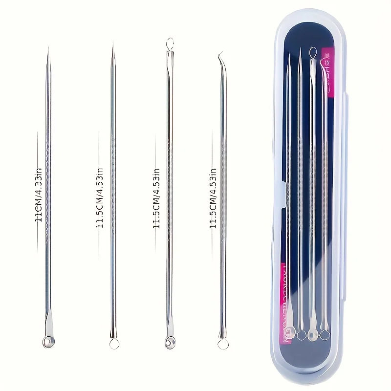 4pcs/set Blackhead Remover Tool Set, Stainless Steel Blackhead Remover Tool, Facial Cleansing Tool,Suitable for All Skin Types