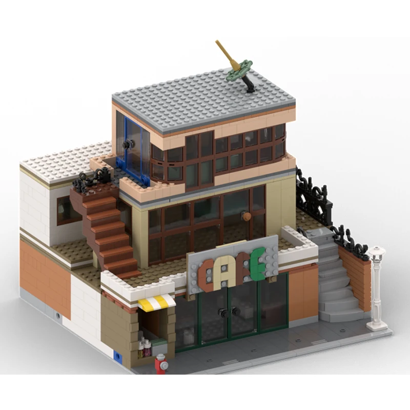 

1469 шт. MOC Boutique Cafe Modulares креативное здание кофейни DIY модель строительные блоки игрушки на день рождения подарок сборка для детей