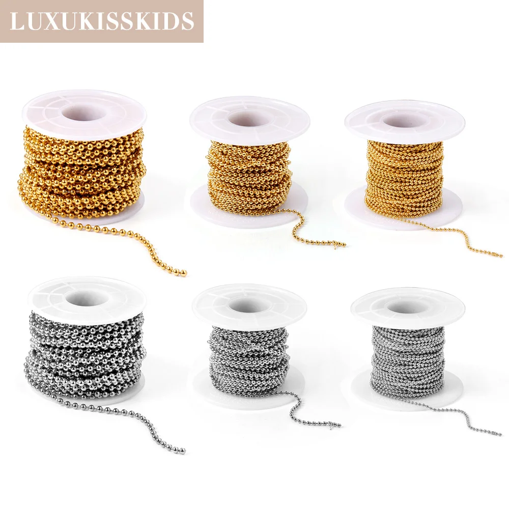 Luxukisskids Kralen Kettingen Te Koop 10 Meter/Roll Diy Voor Sieraden Ketting 1.5/2/3Mm Ronde Bal Rvs 316l Geen Fade Ketens