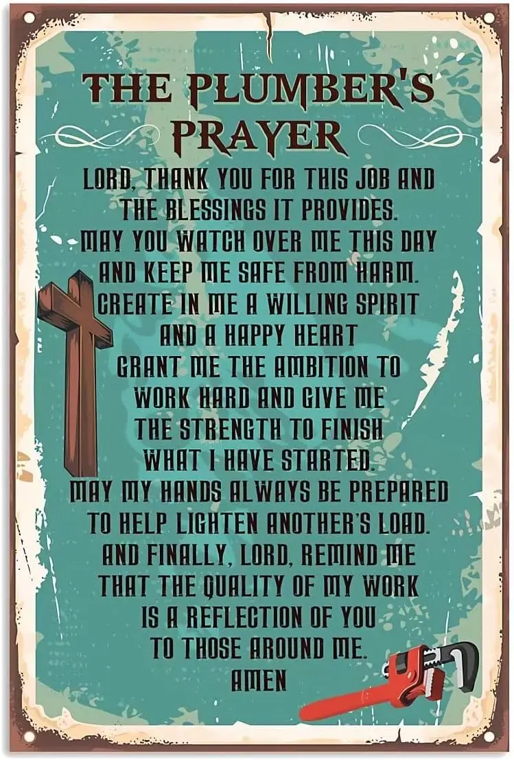 Metal signage Vintage Plumber's prayer poster wall Art Deco wall hanging Bar Club Home Garage office corridor Interesting wall t